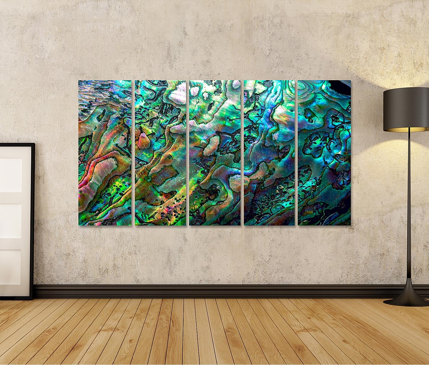 islandburner Bild auf Leinwand Faszinierendes Abalone-Muster Wandbild Wohnzimmer Deko für Kunstliebhaber - 5-teilig XXL