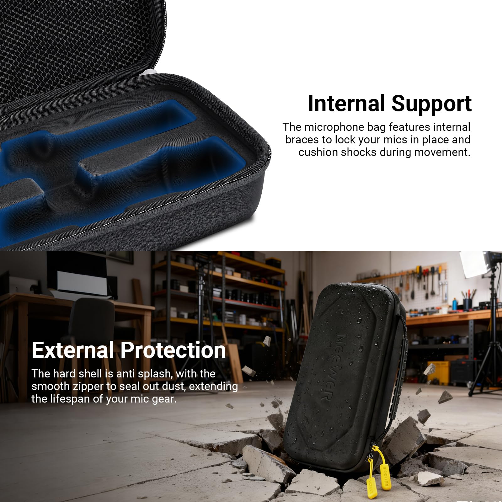 NEEWER Wireless Microphone Case Compatible with JBL PartyBox Dual Mic System, Estuche Rígido Viaje Travel Carrying Bag para Cantar Karaoke, para Receptores, Baterías, Adaptadores, Cables y Más, PD033