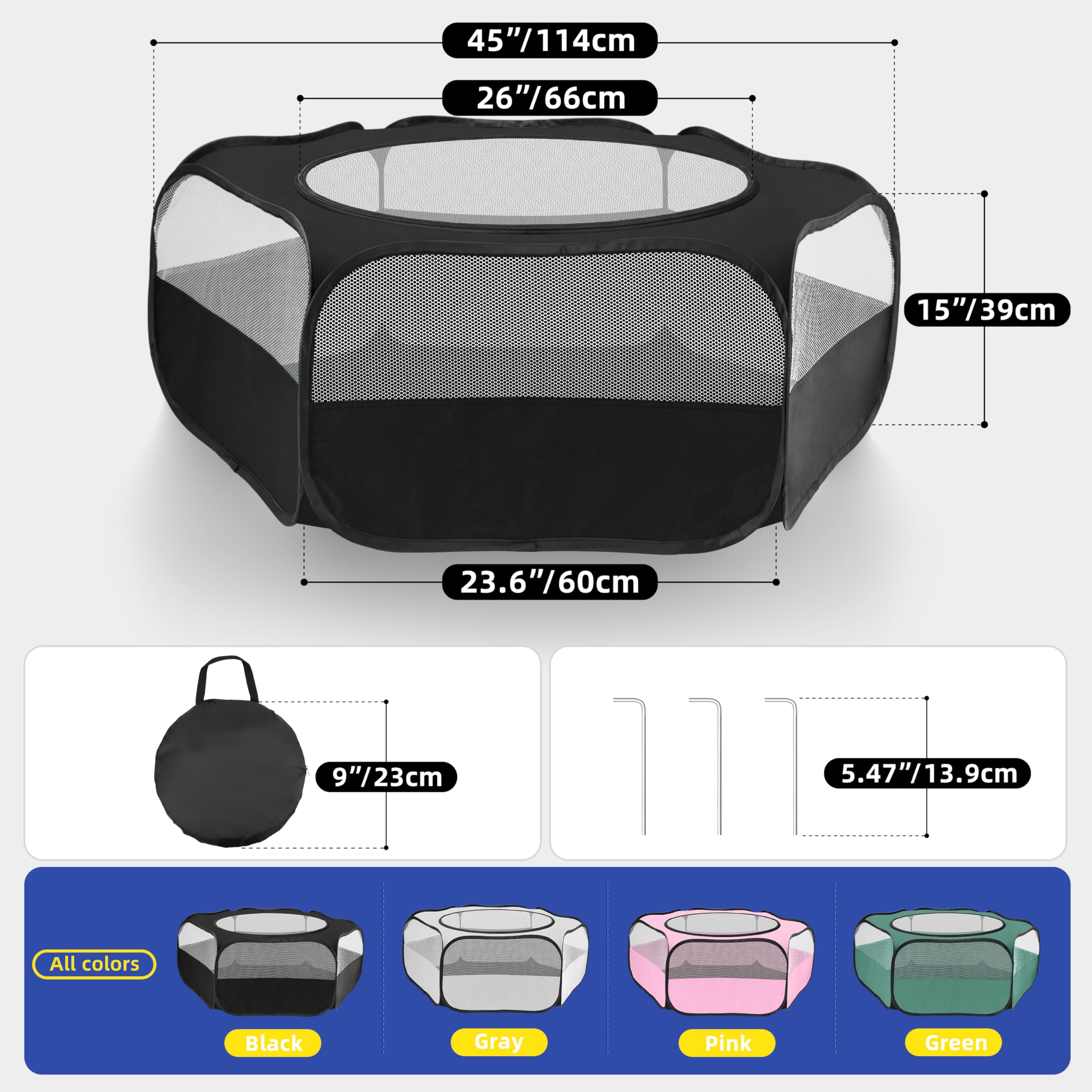 Tente de jeu robuste pour petits animaux : fond imperméable et housse en maille pour poulet, couveuse, lapin, chaton, cochon d'Inde, rat, hamster, chinchilla, hérisson, furet pliable pour