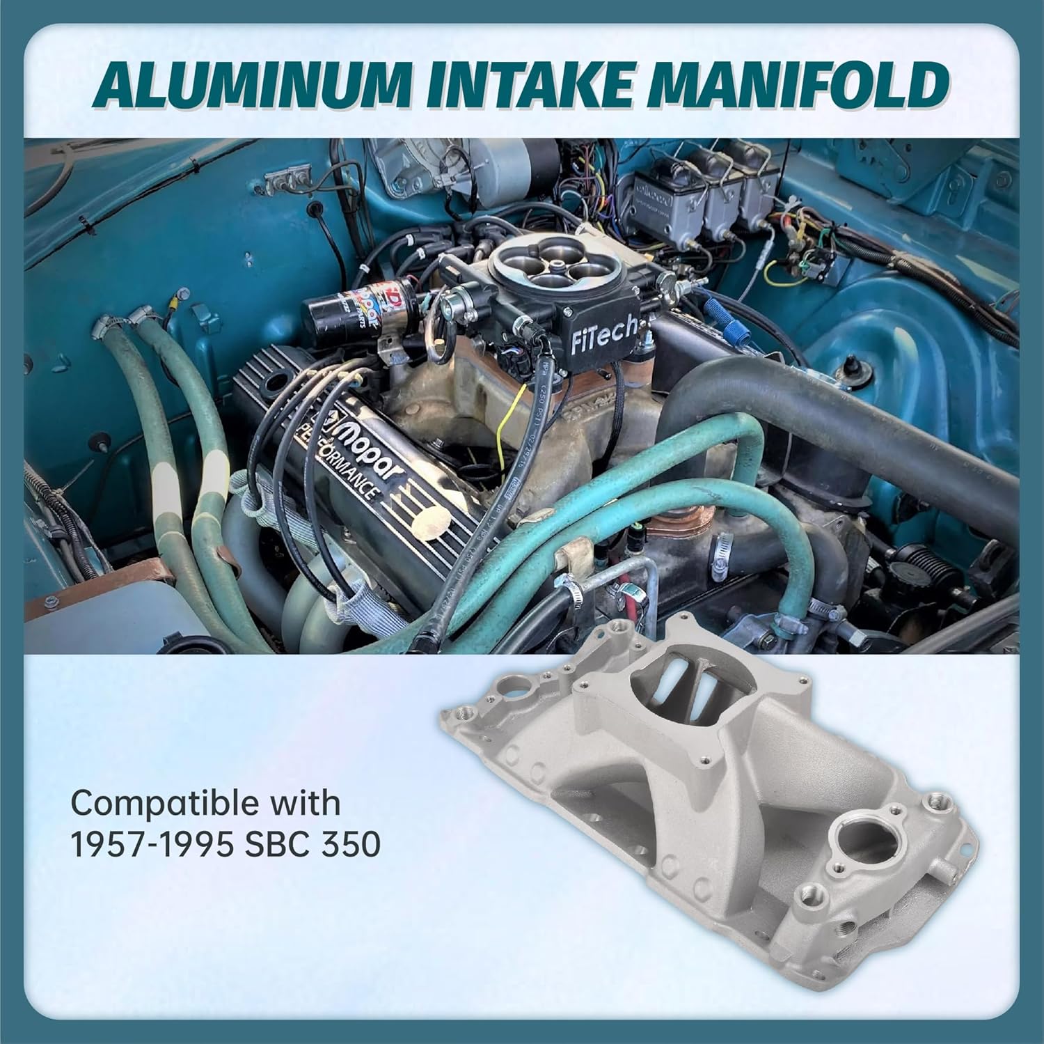 SSN Cast Aluminum Intake Manifold Single Plane High Rise Compatible with 1957-1995 SBC 350 400