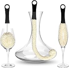 Bar Amigos Goupillon carafe à vin Lot de 3 Brosse pour Vases et Verres Verrerie carafe à décanterverre brosse de nettoyage pour disque de nettoyage pour atteindre les zones les articles tels que le vin de Champagne Lunettes biberons, Steins de bière, de c