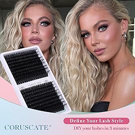 CORUSCATE Lash Clusters 120D+150D Thick Eyelash Clusters 14-20mm Long Cluster Eyelash Extensions 288pcs Individual Lashes Cluster DIY Eyelashes Mink Strips Volume Lash Extension