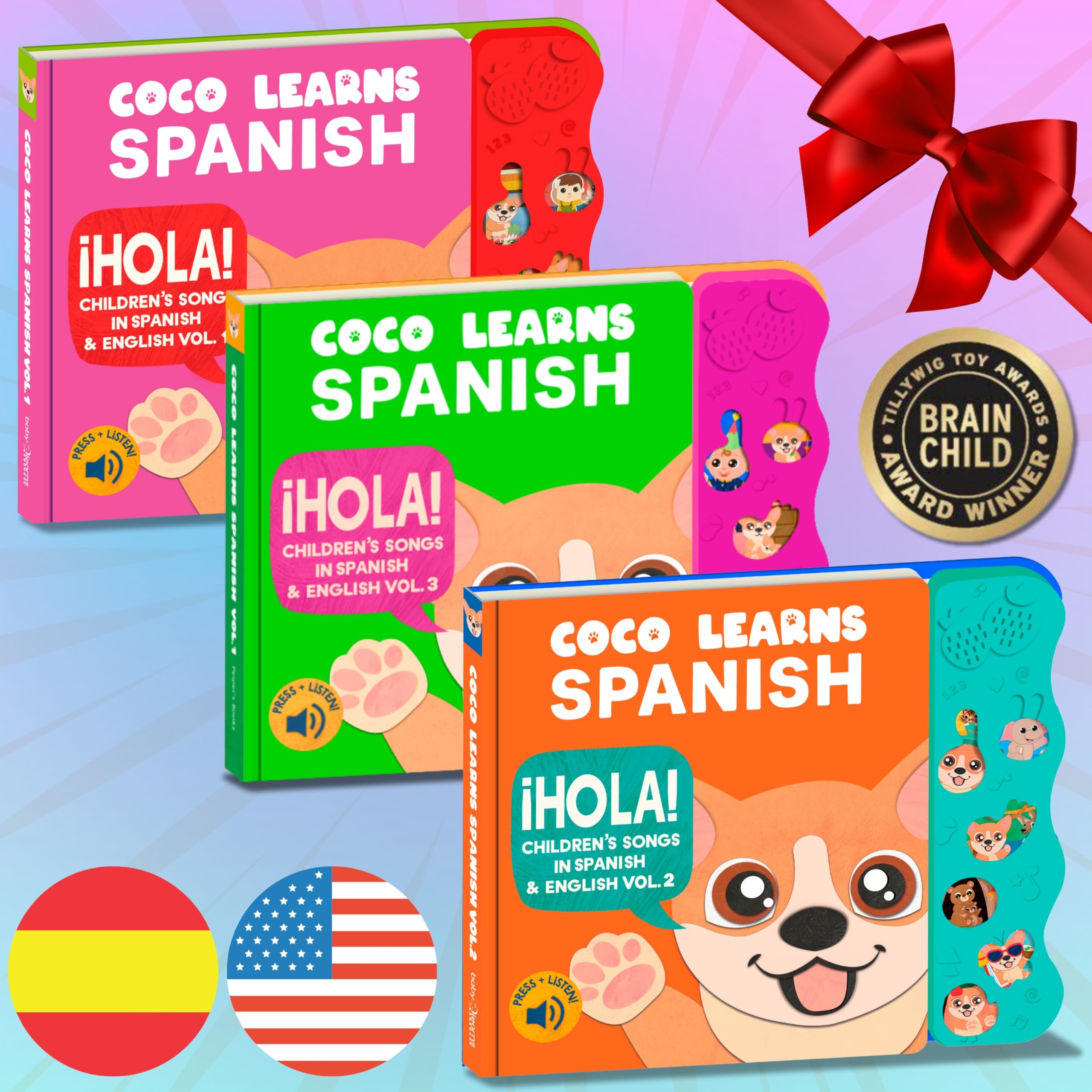 Libros musicales en español para niños de 1 a 3 años, Juguetes en español inglés para bebés y niños pequeños de 1 a 3, Libros en español para bebés y niños pequeños, Juguetes de 8