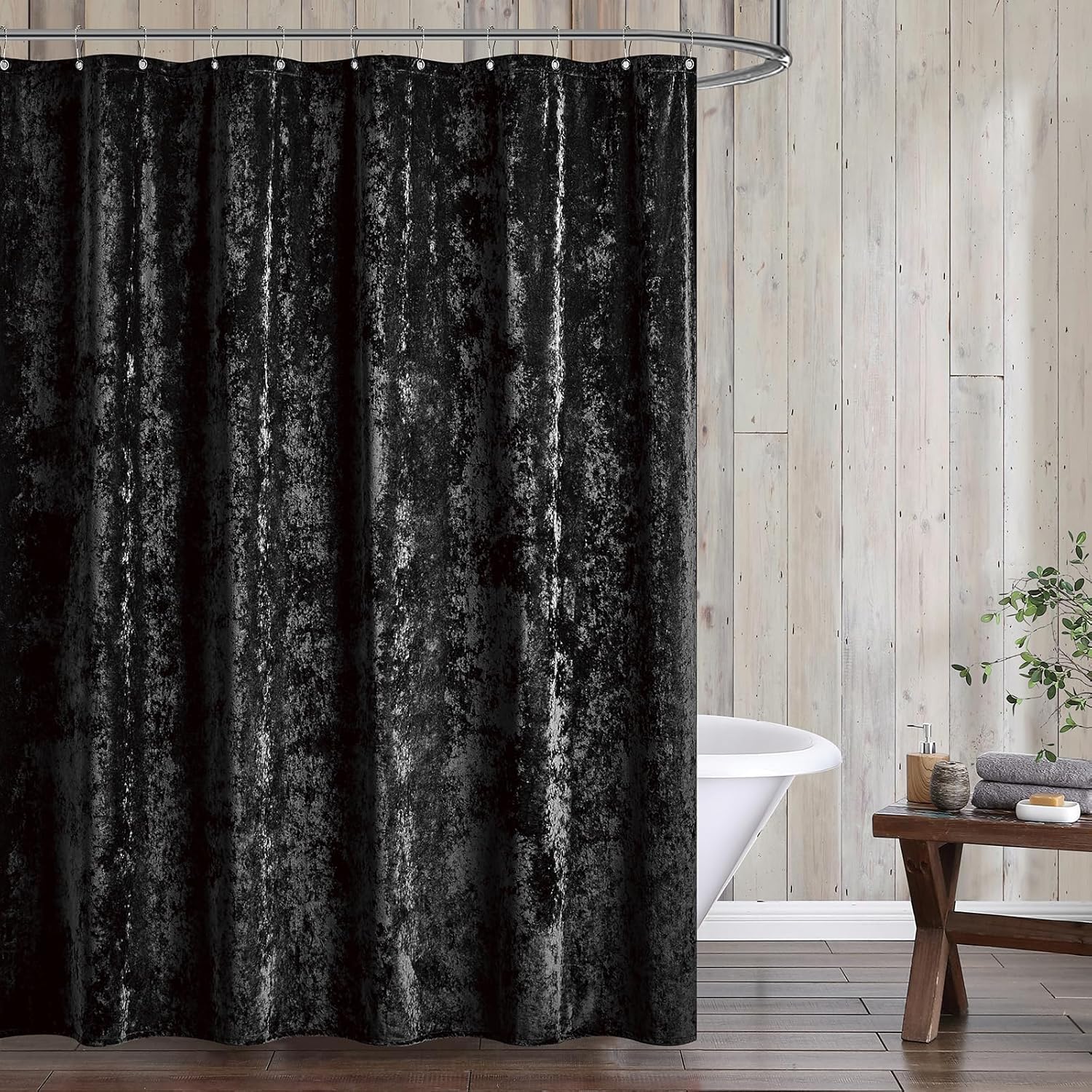 Fredsure Distressed Velvet Shower Curtain Set, 13 Pieces