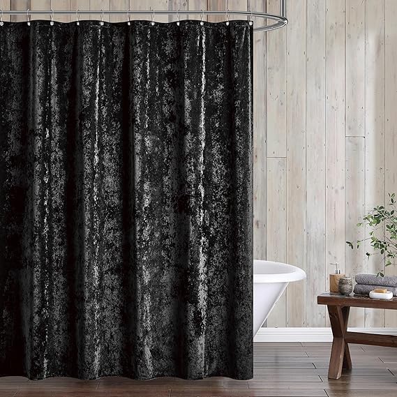 Fredsure Distressed Velvet Shower Curtain Set, 13 Pieces