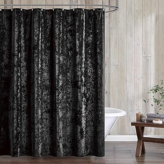 14 Moody Bathroom Ideas for Cozy Dramatic Relaxing Spaces 8 Fredsure Distressed Velvet Shower Curtain Set, 13 Pieces Black Including...