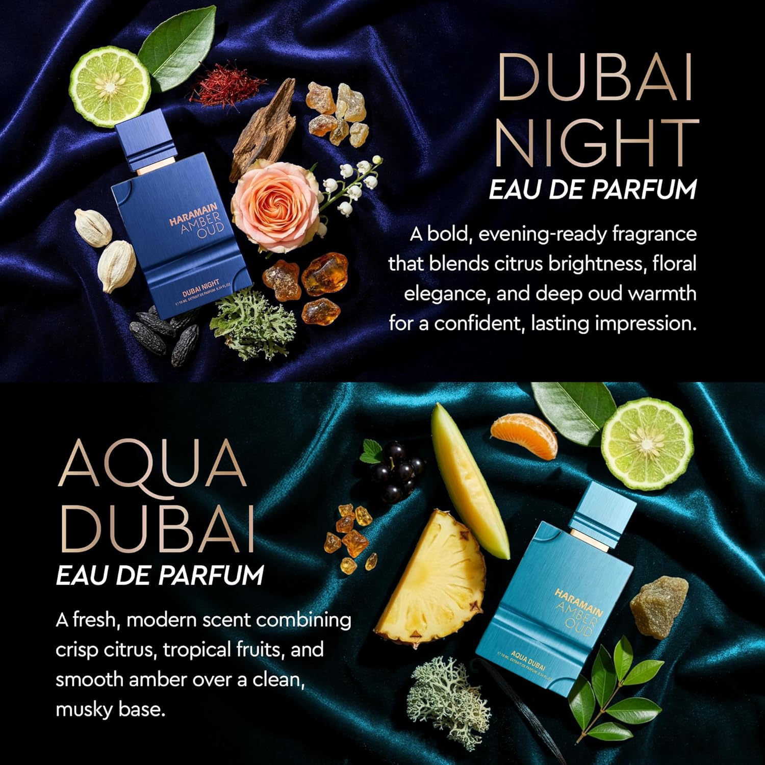 Al Haramain Amber Oud Eau de Parfum 4PC 10ML Each Mini Perfume Set for Women & Men – Cologne Gift Set, Unisex Arabian Perfume Sampler with Gold & Ruby Edition, Dubai Night and Aqua Dubai Fragrances - Image 3