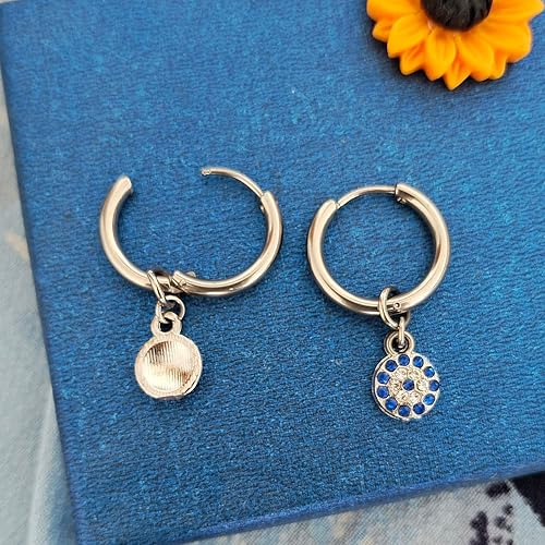 Miniatura 8 de Evil Eye Hoop Earrings for women, Hamsa Earrings Small Dangle Hoop Earrings Hypoallergenic Hamsa Huggie Hoop Earrings (Silver-Hamsa)