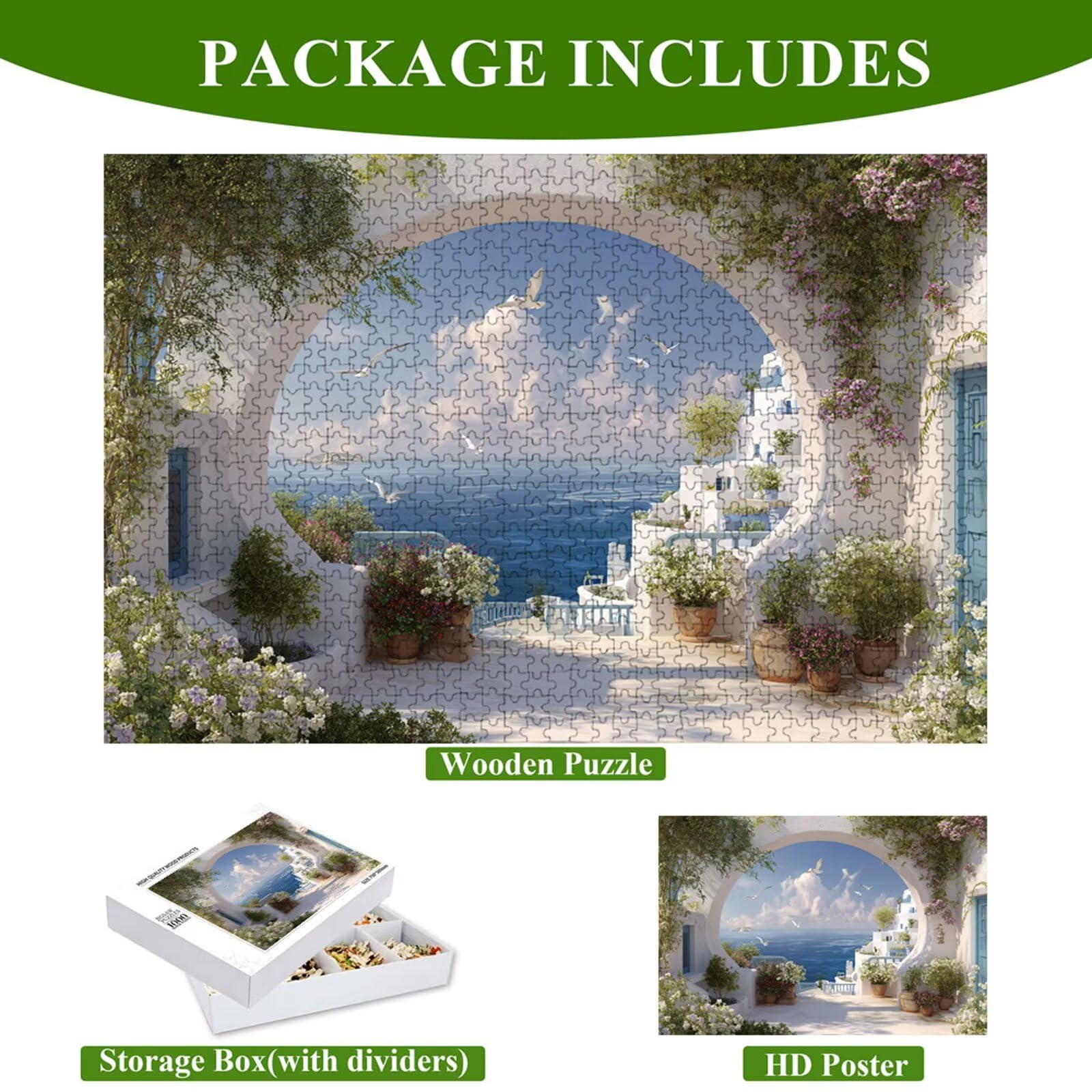 5000 Pezzi Puzzle Adulti - Oceano & Piccola città - Fabbricazione in Legno Robusto (Forma Classica) - Decorazione Murale con Poster - Prodotto Riservato ad Adulti e 14 Anni in Su (181x105cm) P3#422