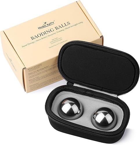 Nimble Agility - Bolas de baño sólidas de acero inoxidable 304 de 157 pulgadas bola de salud china sin timbre con funda alivio del dolor del estrés