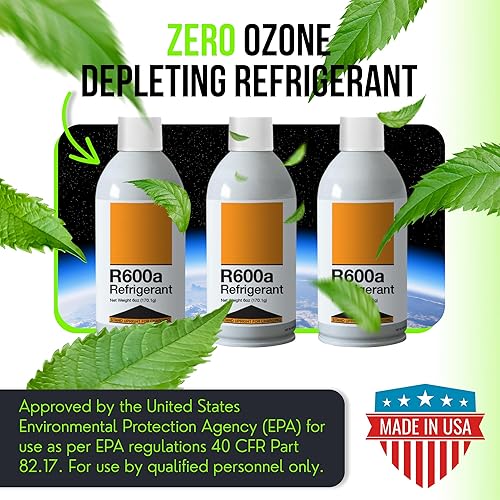 Miniatura 5 de Leak Saver Refrigerante R600a - Lata autosellante de carga vertical - Lata de 6 onzas - R600a para HVAC para uso en un recipiente autosellante de 6