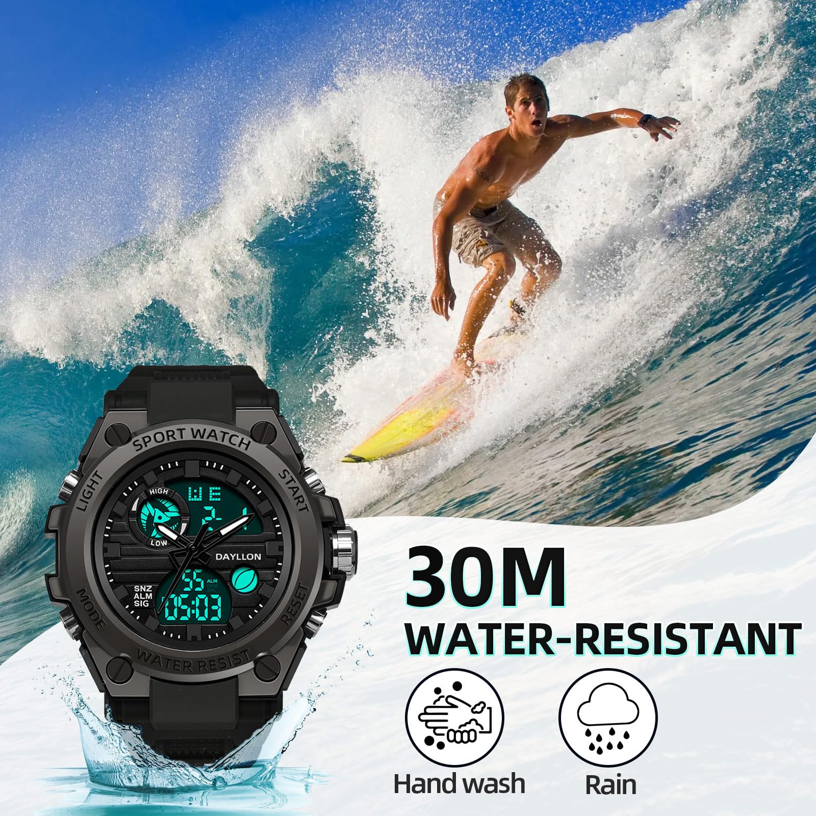 Dayllon Montre Homme Militaire Sport extérieur étanche Date multifonction tactique alarme chronomètre montres analogiques