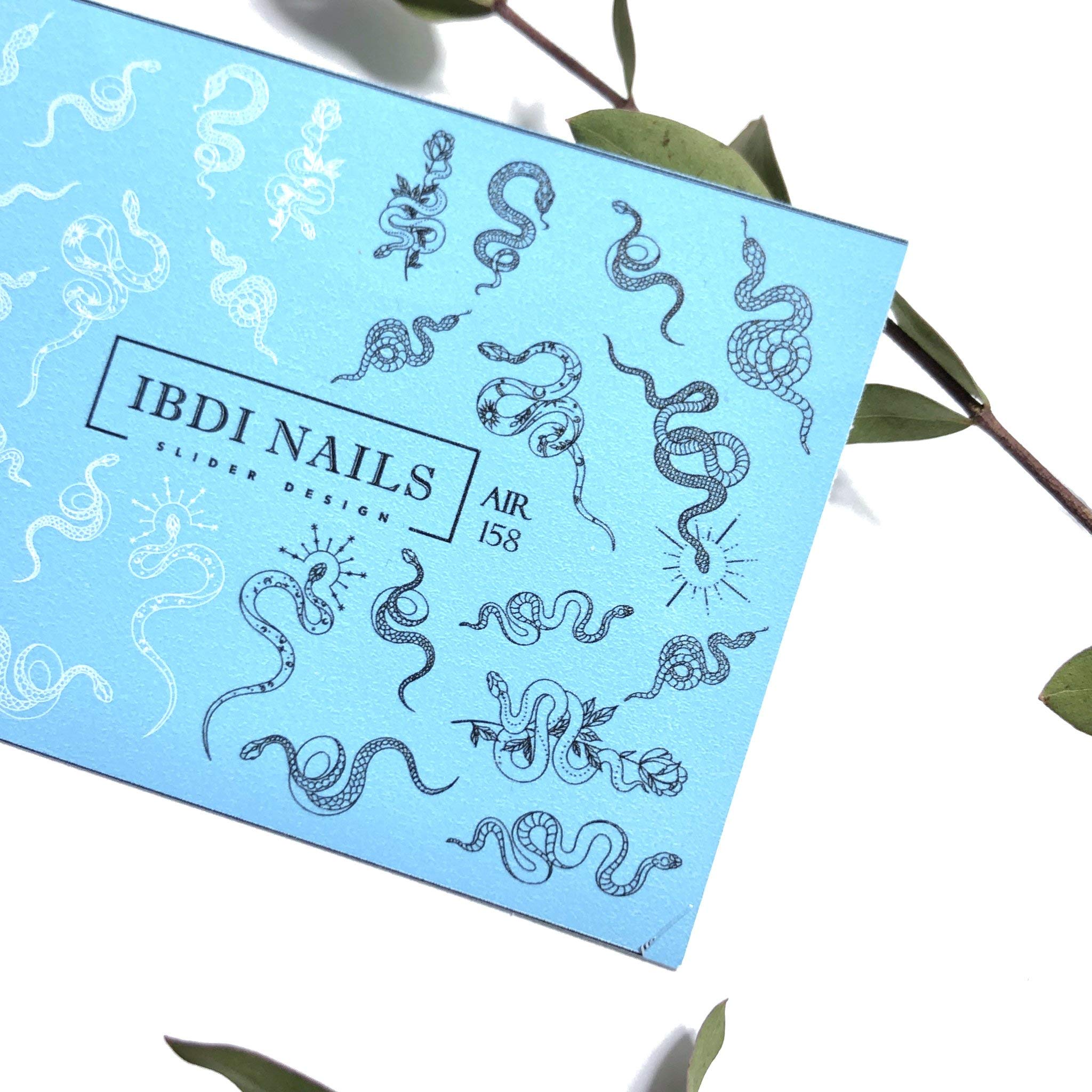 IBDI AIR 158 black and white snakes nail decals/sliders