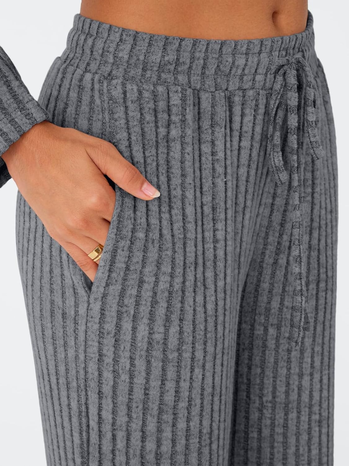 LILLUSORY Womens Lounge Sets 2 Piece Matching Pajamas Fall Fashion 2026 Ribbed Knit Outfits Long Sleeve Casual Sweatsuits - Image 5