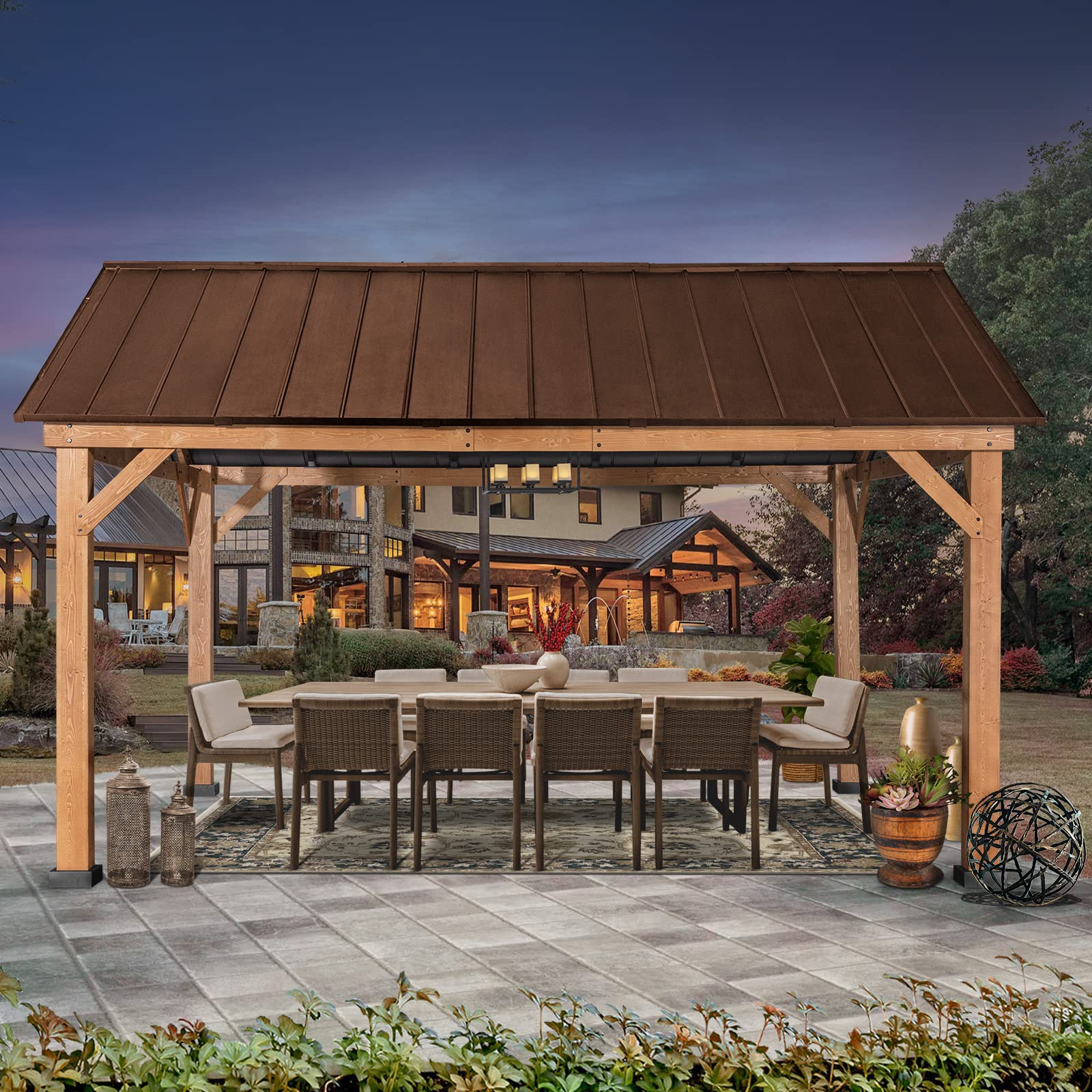 Buy Joyside Wood Gazebo 13 x 15 ft. Wood Patio Gazebo Cedar Framed