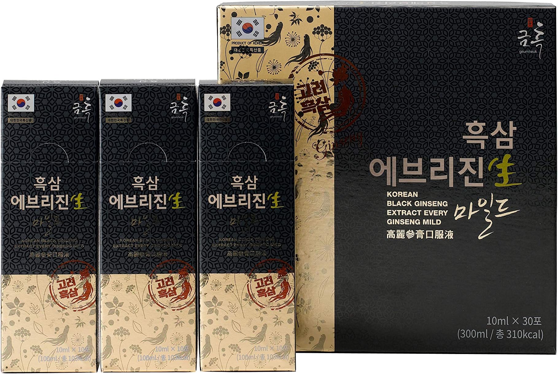 GeumHeuk Korean Black Ginseng Extract EveryGin Mild (10mL X 30 Pouch) - Premuim Quality Ginseng, Boost Immunity and Promote Enhance Immunity, Mental Performance, Stamina, Energy Health