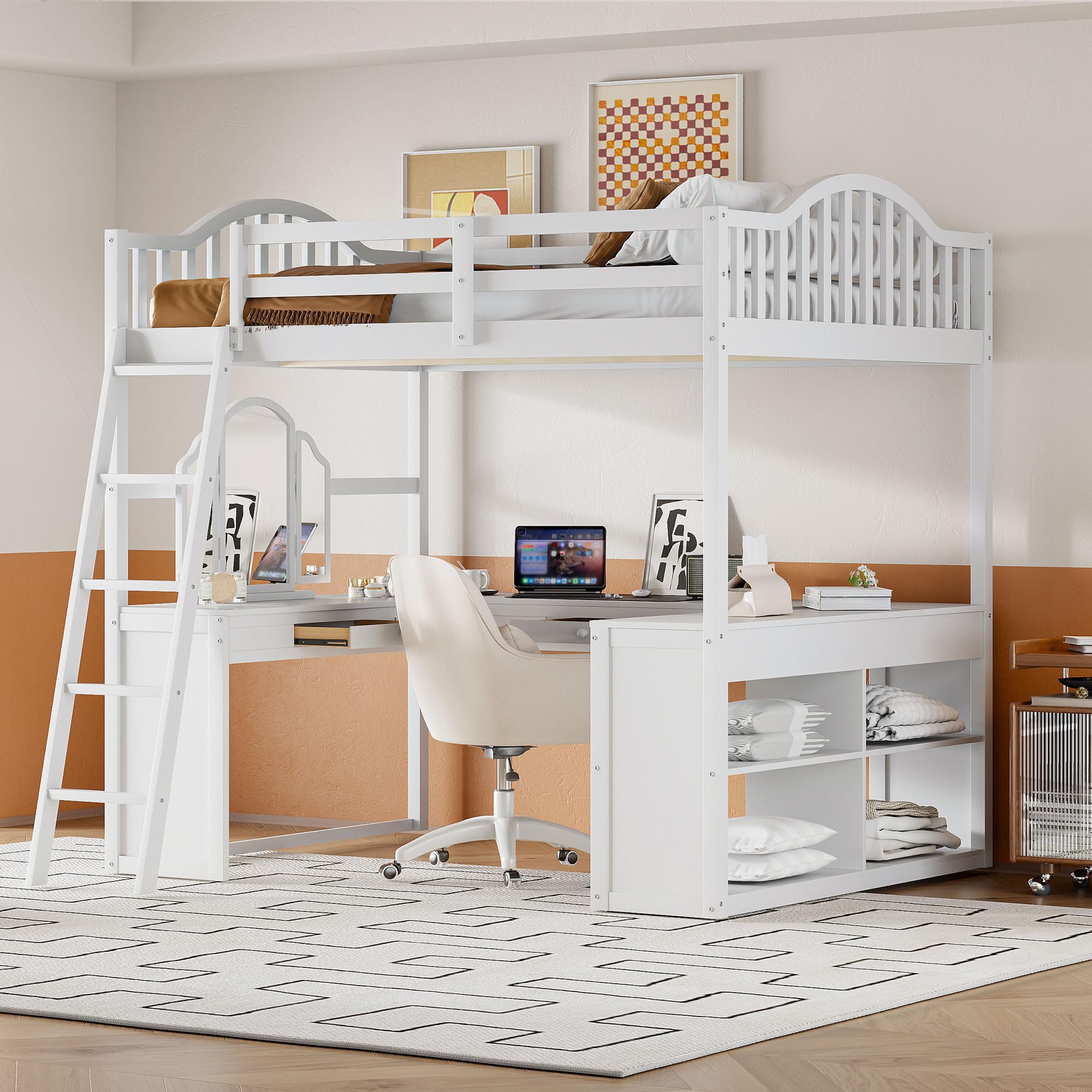 loft bed with dresser Caden Grey Twin Loft Bed with Desk, Dresser & Bookcase   Custom Kids  Furniture