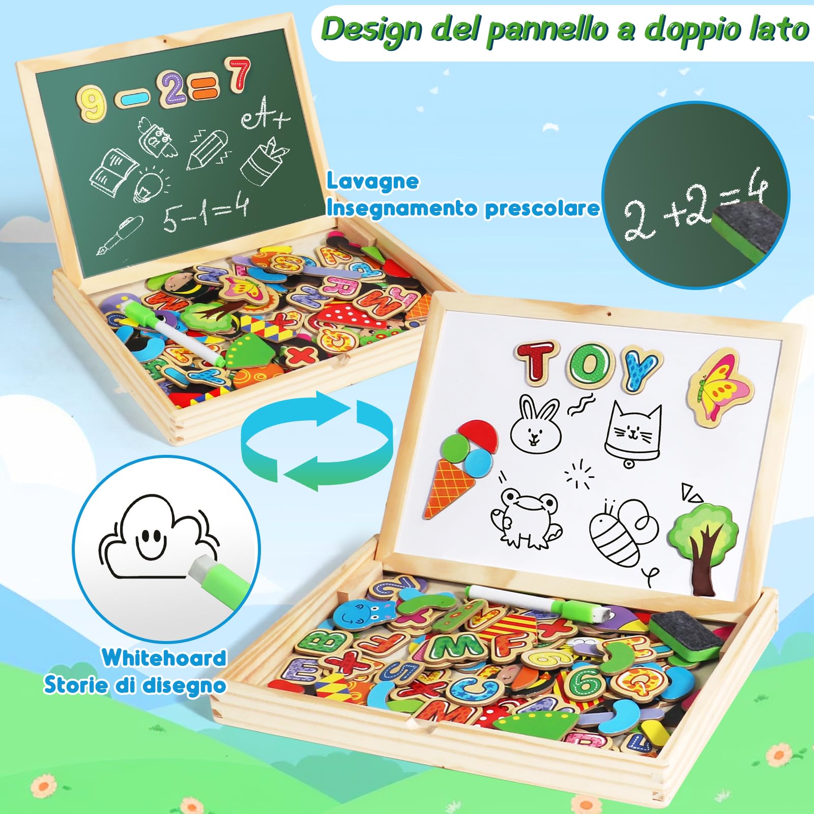 Giochi Bambini 2 Anni Puzzle Magnetico Legno-Lavagna Magnetica per Bambini Giochi Montessori Educativi Bambina 2 Anni Lavagnetta Magnetica Pasqua Giochi Legno Regalo Bambini Bambina 2 3 Anni