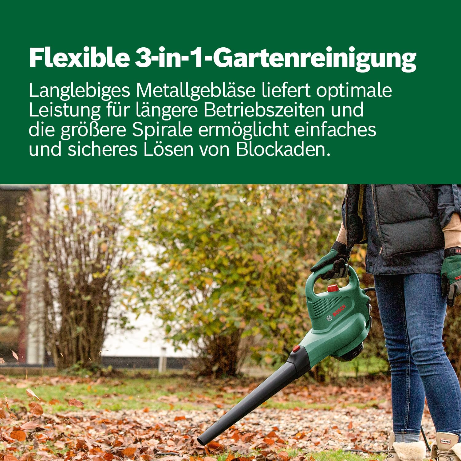 Bosch UniversalGardenTidy 3000 Elektrischer Laubsauger Laubbläser 3000W Fangsack 50L