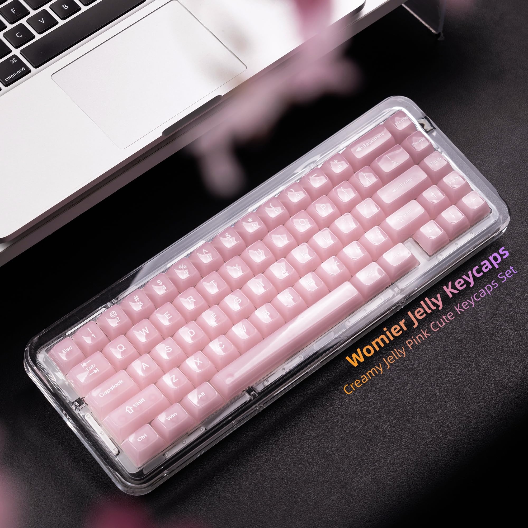 Womier Lot de Touches de Clavier Transparentes 60, 65, 75, 100%, gelée Transparente, Mignonnes et personnalisées pour claviers mécaniques Cherry MX, Kailh, Outemu, Gateron (Profil MDA)