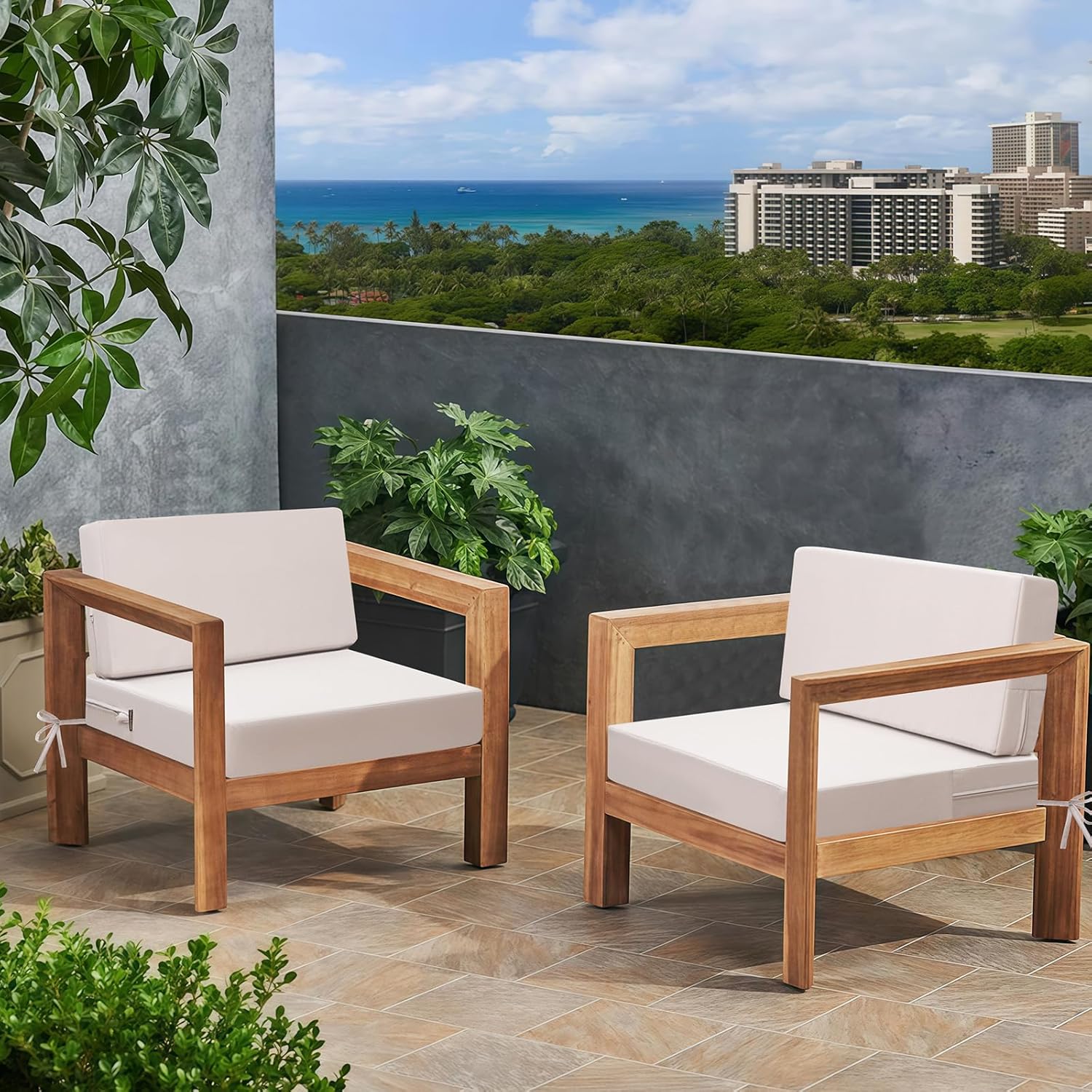 idee-home Outdoor Cushions for Patio Furniture, Outdoor Seat Cushion, Waterproof Couch Hampton Bay Deep Seat Replacement Chair Cushions for Garden Lawn Deck Backyard, 26.5 x 26.5 Beige Beige 26.5 x 26.5 x 4 inch (Grey)