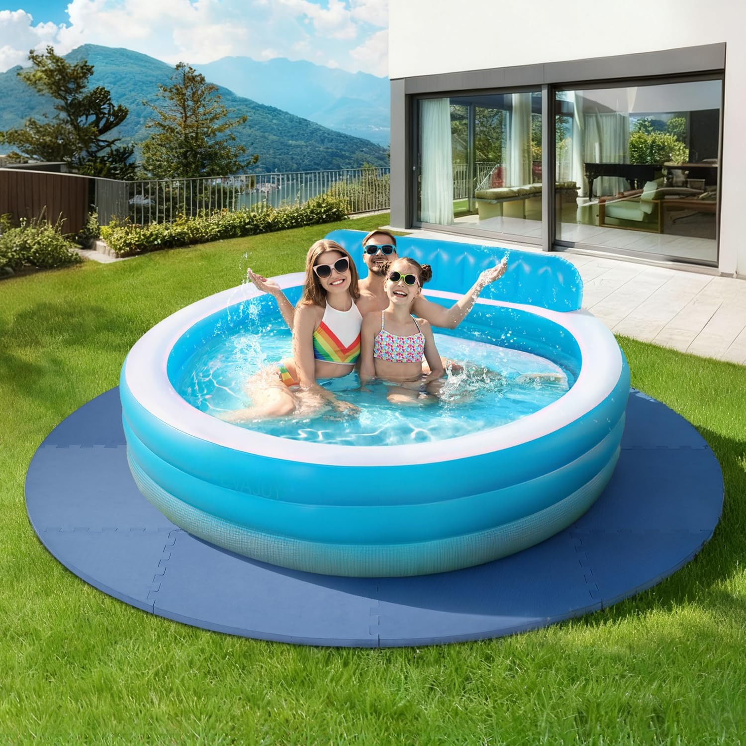 77 Inch Hot Tub Mat & Pad for Inflatable Tubs - 1/2" Extra Thick Non-Slip EVA Foam Padding, Spa Foundation for Outdoor Hot Tubs, Pool, Game Room & Camping Mat (Easy Clean)