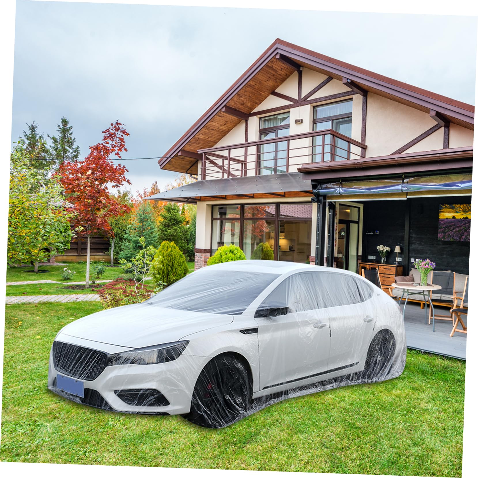 Vaguelly Outdoor Car Body Cover All-Weather Plastic Car Protector Dustproof Uv Resistant Full Coverage Rain and Sun Shield — view 6