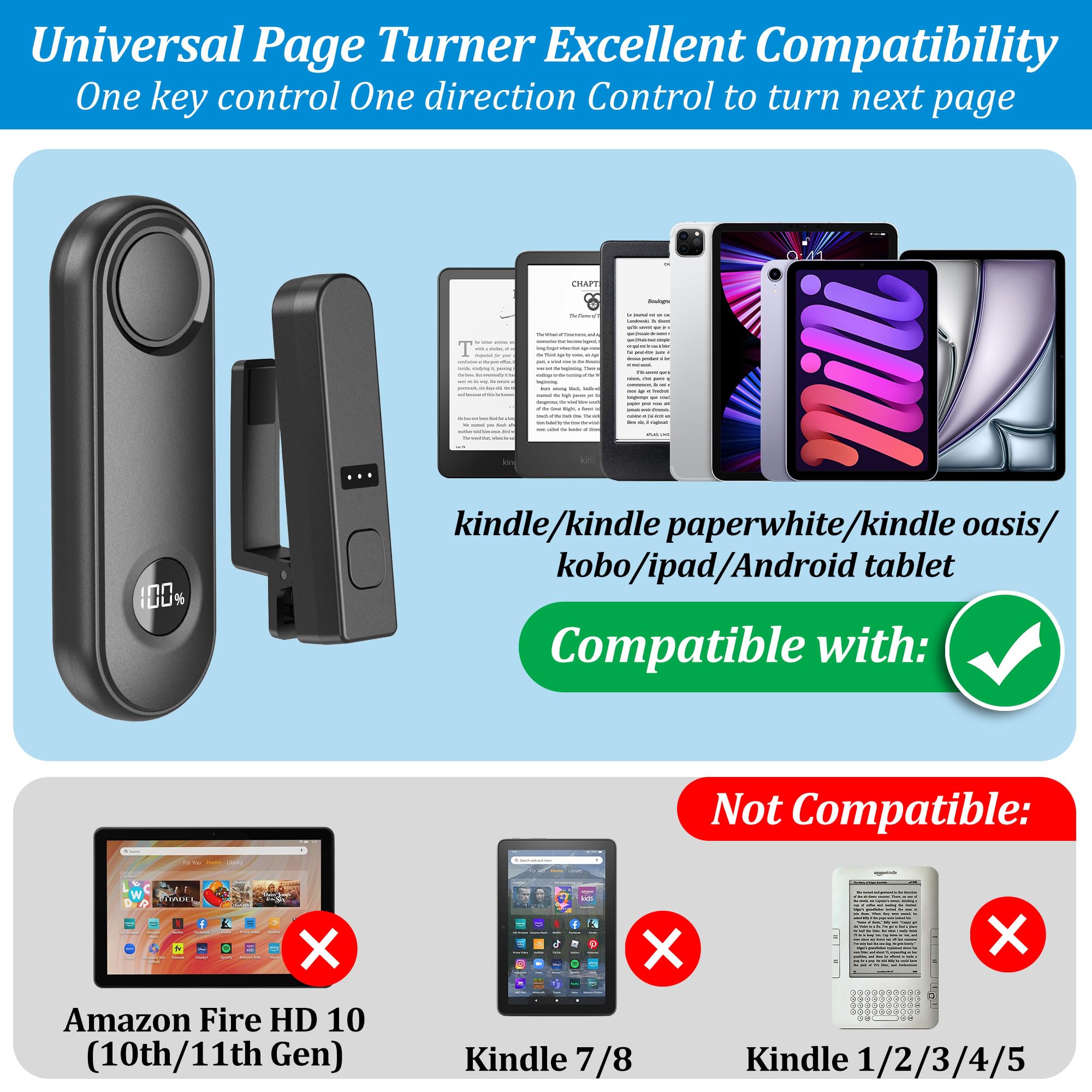 PlusAcc Supporto per Kindle a Collo di Cigno Regolabile per Lettura a Letto, Scrivania e Comodino, Compatibile con Kindle, Kobo e Tablet