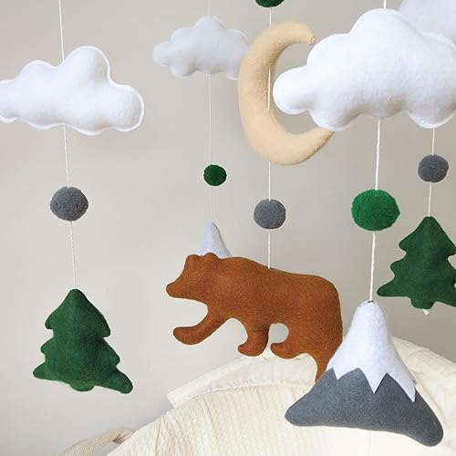 Miniatura 3 de Woodland Bear Mobile para cuna Woodland Baby Mobile Woodland Theme Nursery Decor