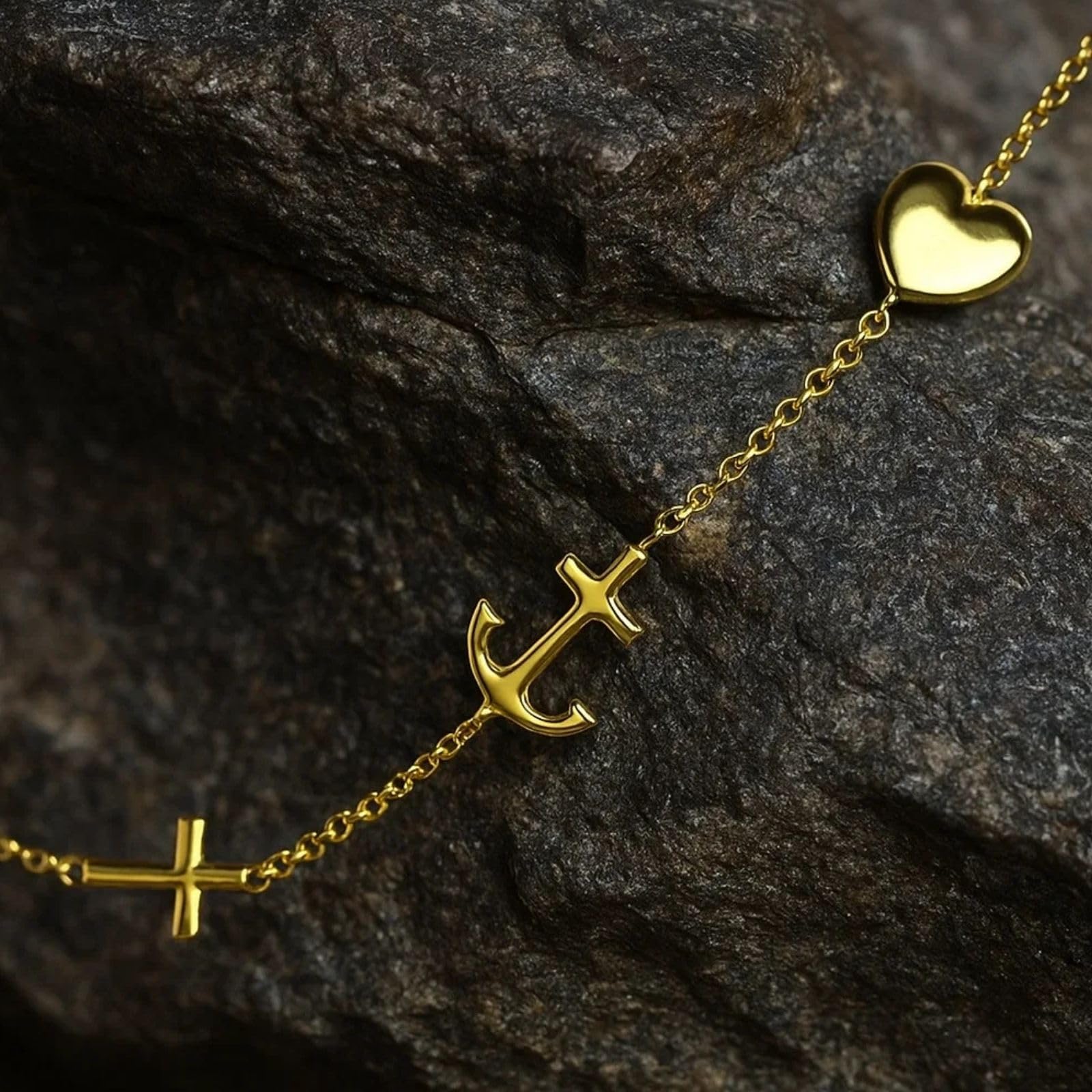 Fein Verstellbare Damenhalskette Aus 333er Gold Mit Symbolanhängern
