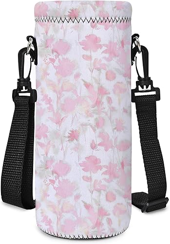 Vista 123 de AUPET botella de agua con aislamiento, botella de agua de neopreno aislado, bolsa para transportar, 500 mililitros, correa para el hombro ajustable