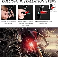 Vista 4 de Paquete de 2 luces traseras de bicicleta recargables USB-C para montar de noche, luces traseras de bicicleta, luces delanteras y traseras