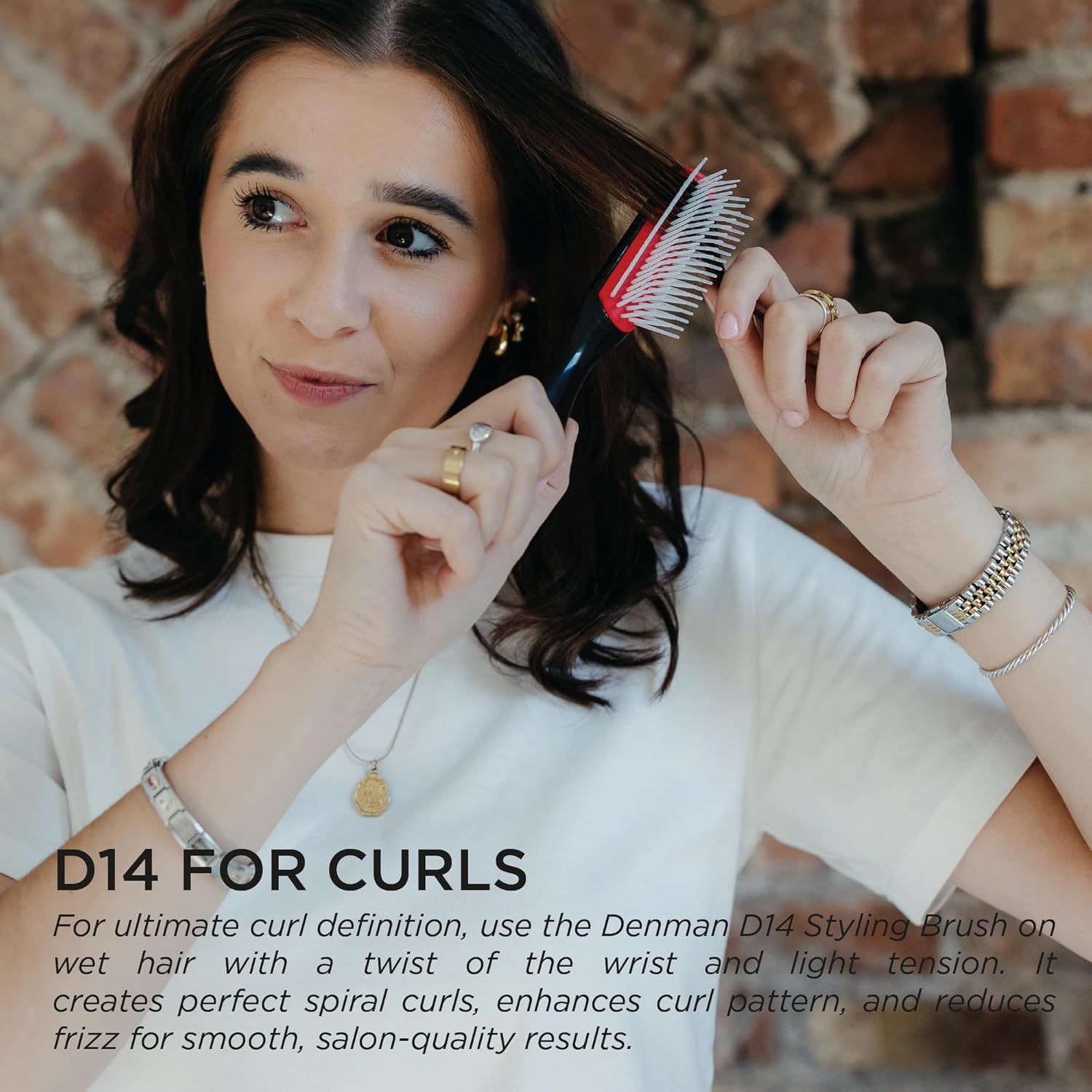 Denman Mini Curl Definer & Styler 5 Row Hairbrush for Detangling, Separating, and Defining Curls, Curly Hairbrush, Sleek Blowdrying - D14 - Image 3