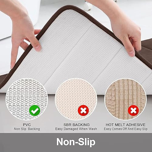 Miniatura 3 de Tapetes de baño de espuma viscoelástica suaves, antideslizantes y absorbentes, con forro trasero de goma, tapete largo para suelo de cocino y baño,