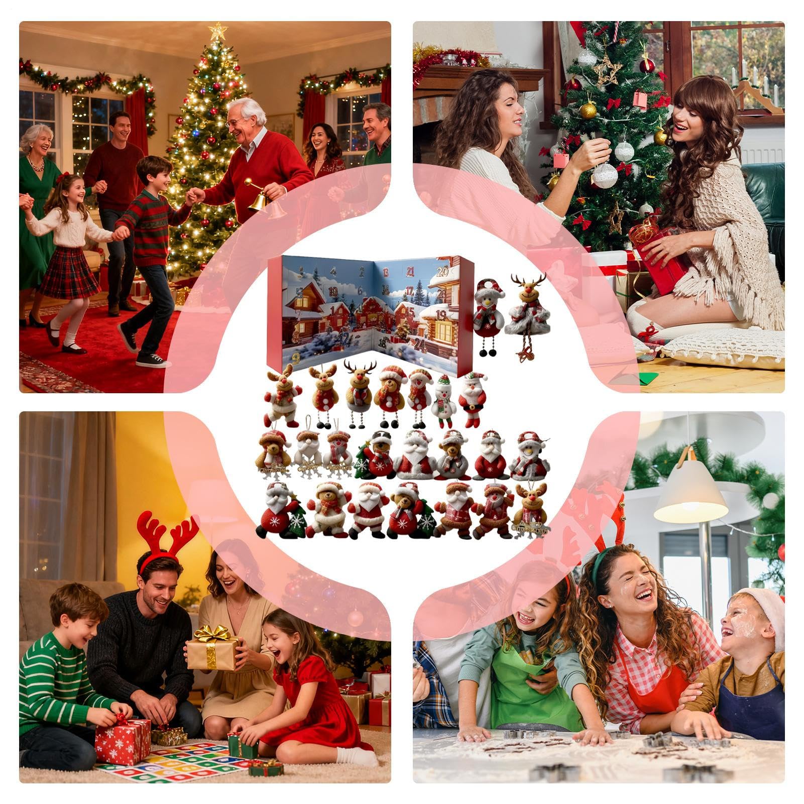 Adventskalender für Weihnachten – Countdown 24 Tage aus Plüsch, weiche Dekoration, niedlich, für Sammlungen, Partys, saisonale Feiern