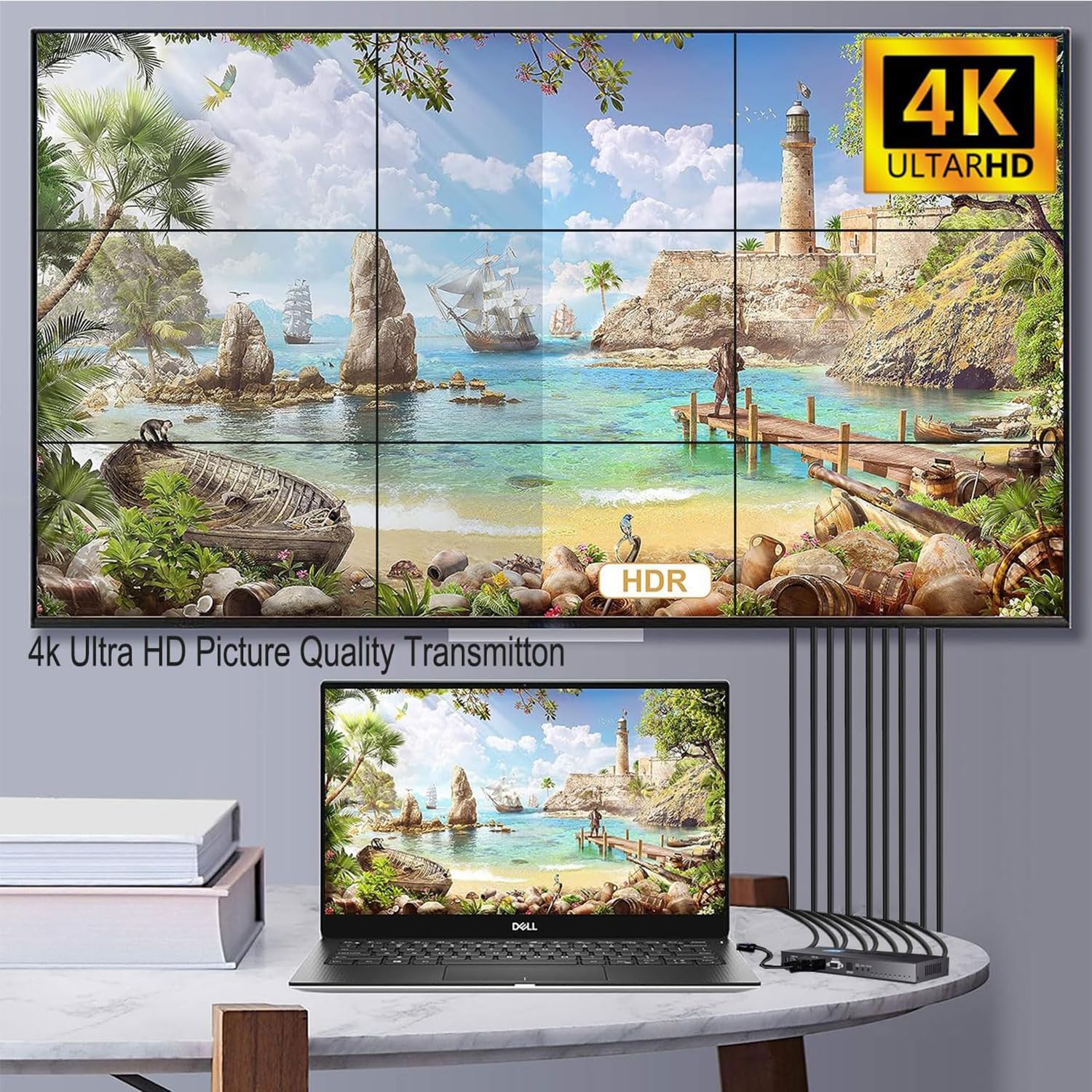 4K Video Wall Controller 3x3 HDMI TV Wall Processor 9 Screens into a Wall Display with 180° Degree Rotate Multiple TV Screens one Picture 13 Splicing Modes 2x1, 2x2, 2x3, 3x1, 3x2, 3x3, 2x4, 4x1, 4x2