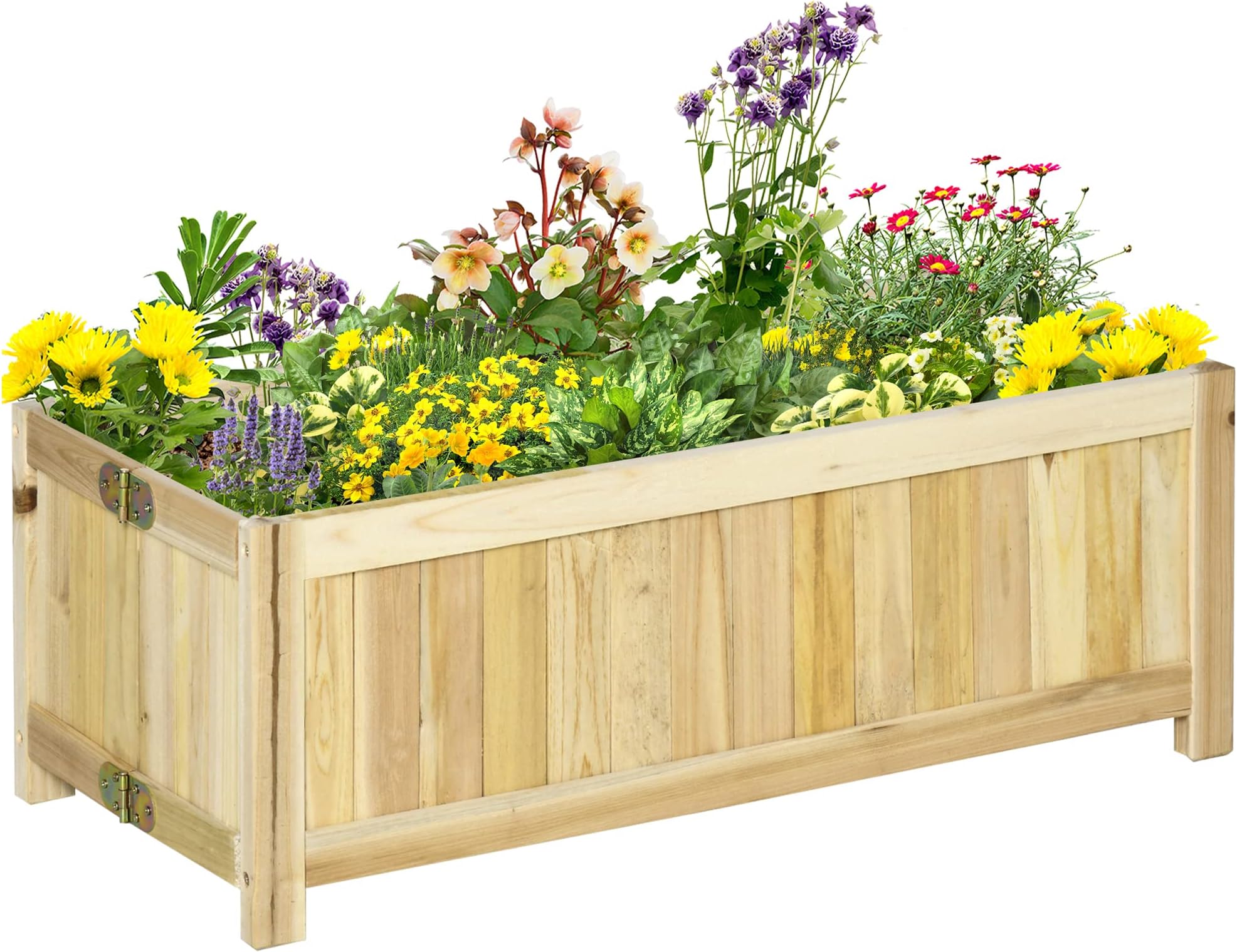 Outsunny 2Tier Raised Garden Bed, Wooden Wagon Planter
