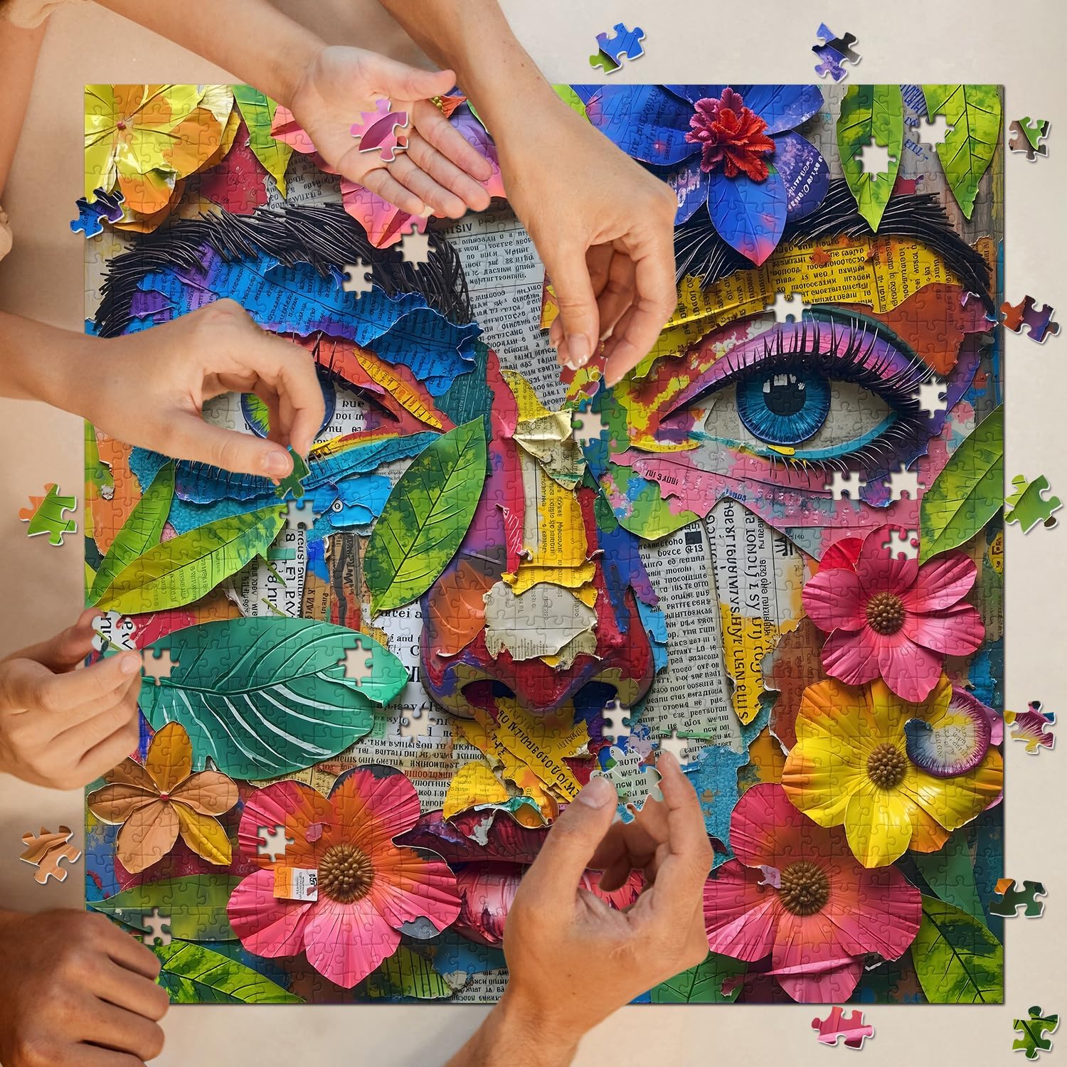 Flower Eye Puzzles for Adults 1000 Pieces, Challenging Colorful Abstract Art Jigsaw Puzzle, Difficult Gradient Puzzles as Home Decor