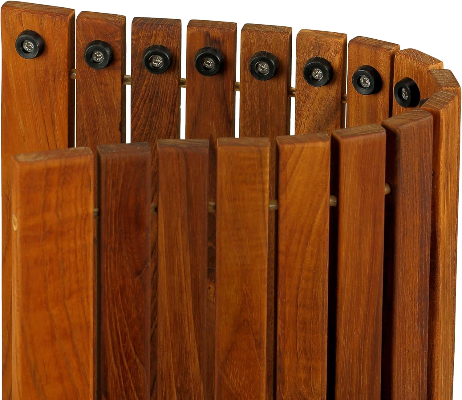 Bare Decor Lykos String Spa Shower Mat in Solid Teak Wood Oiled Finish, Large