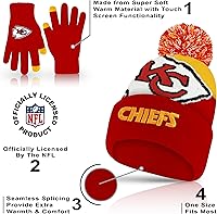 Vista 114 de Ultra Game Gorro de invierno de punto súper suave oficial de la NFL con guantes extra cálidos para pantalla táctil