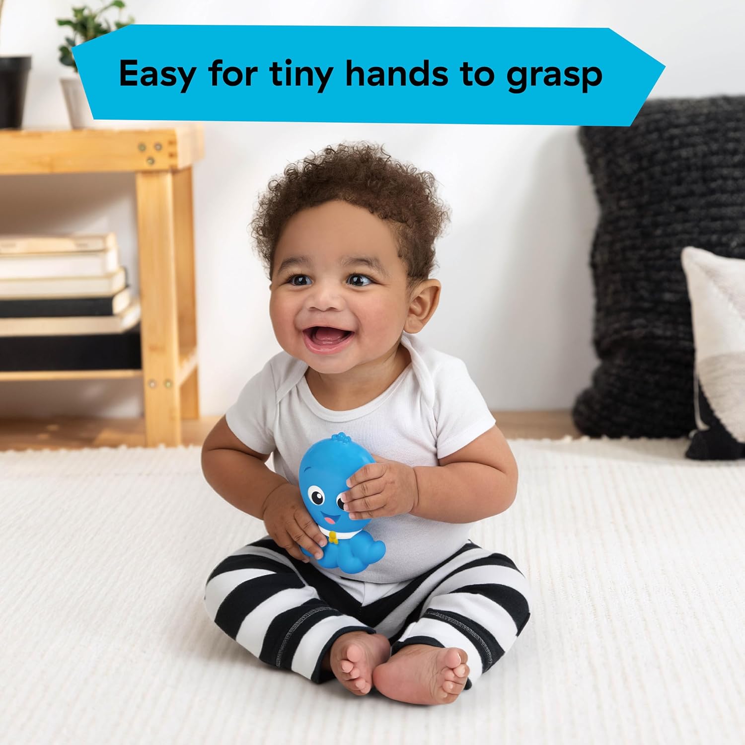 Baby Einstein Ocean Explorers Soothing Opus Natural Rubber Teether Toy, Multisensory, Ages 0 Months and Up, Easy to Clean