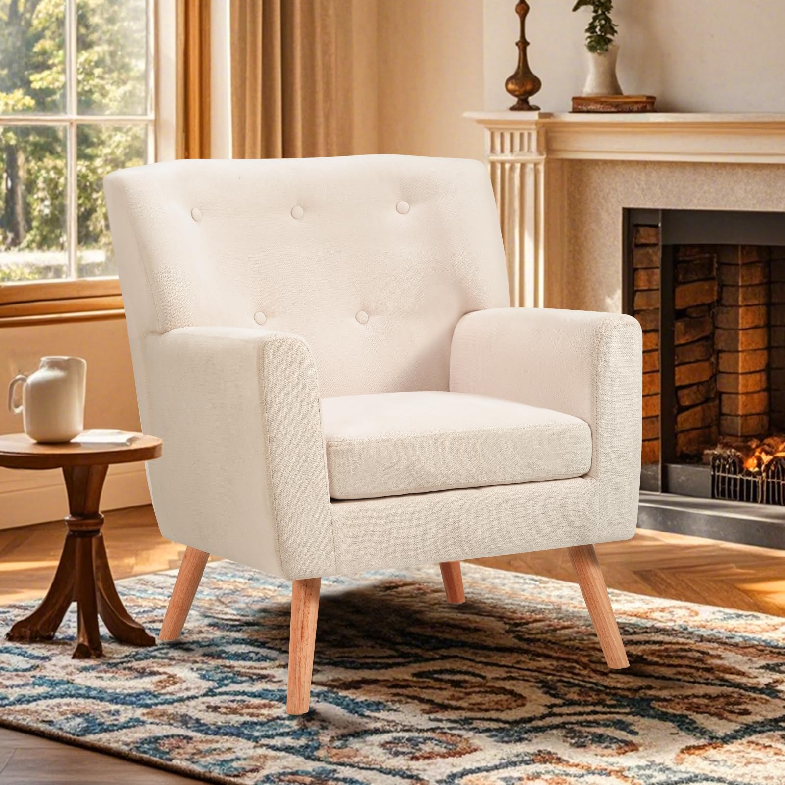 Amazon.com: PrimeZone Mid-Century Modern Accent Chair - Comfy Fabric ...