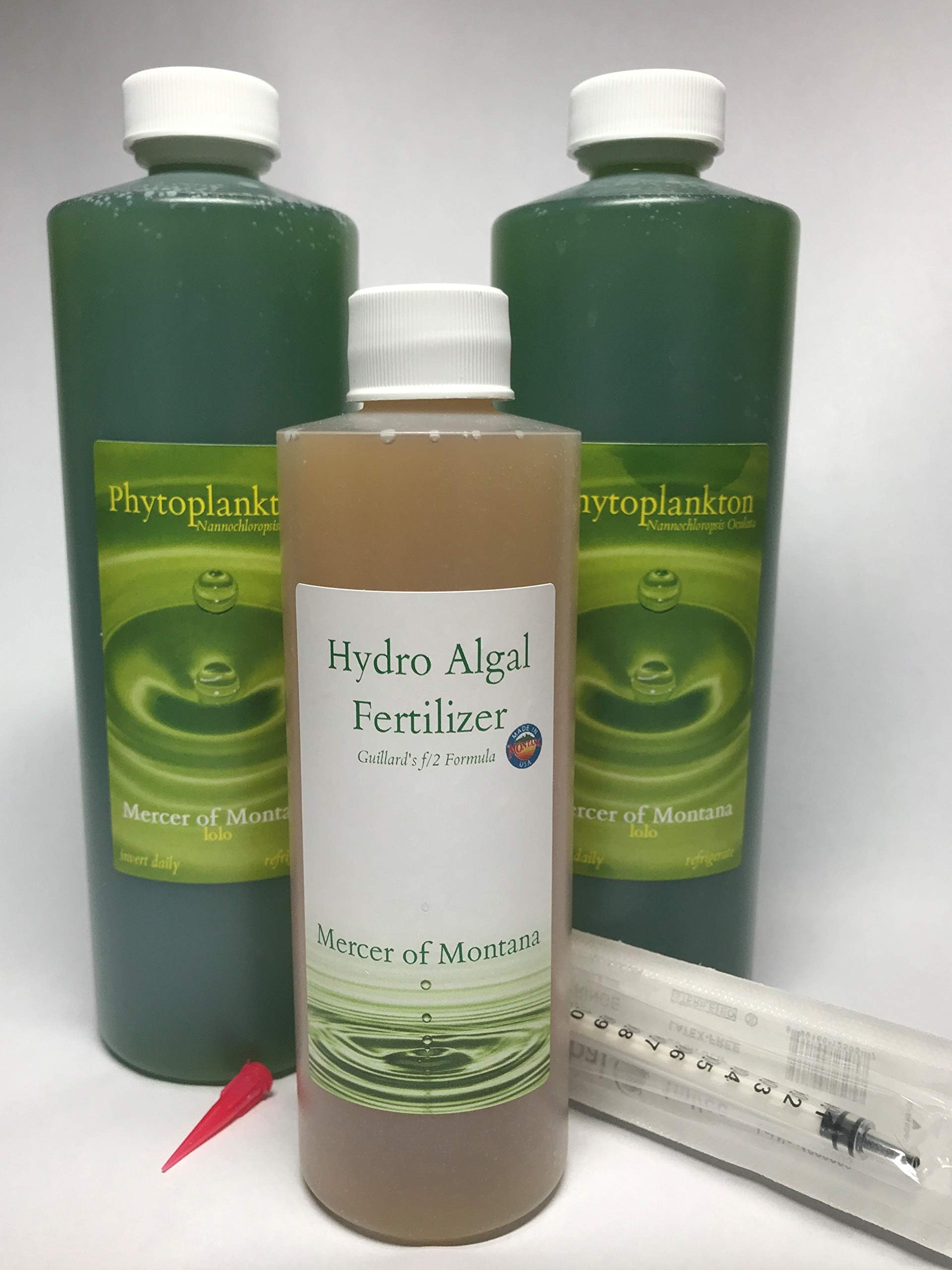 Nannochloropsis Starter Culture Set - Live Phytoplankton & PhytoPheed Concentrated Guillard's Formula f/2 by Mercer of Montana