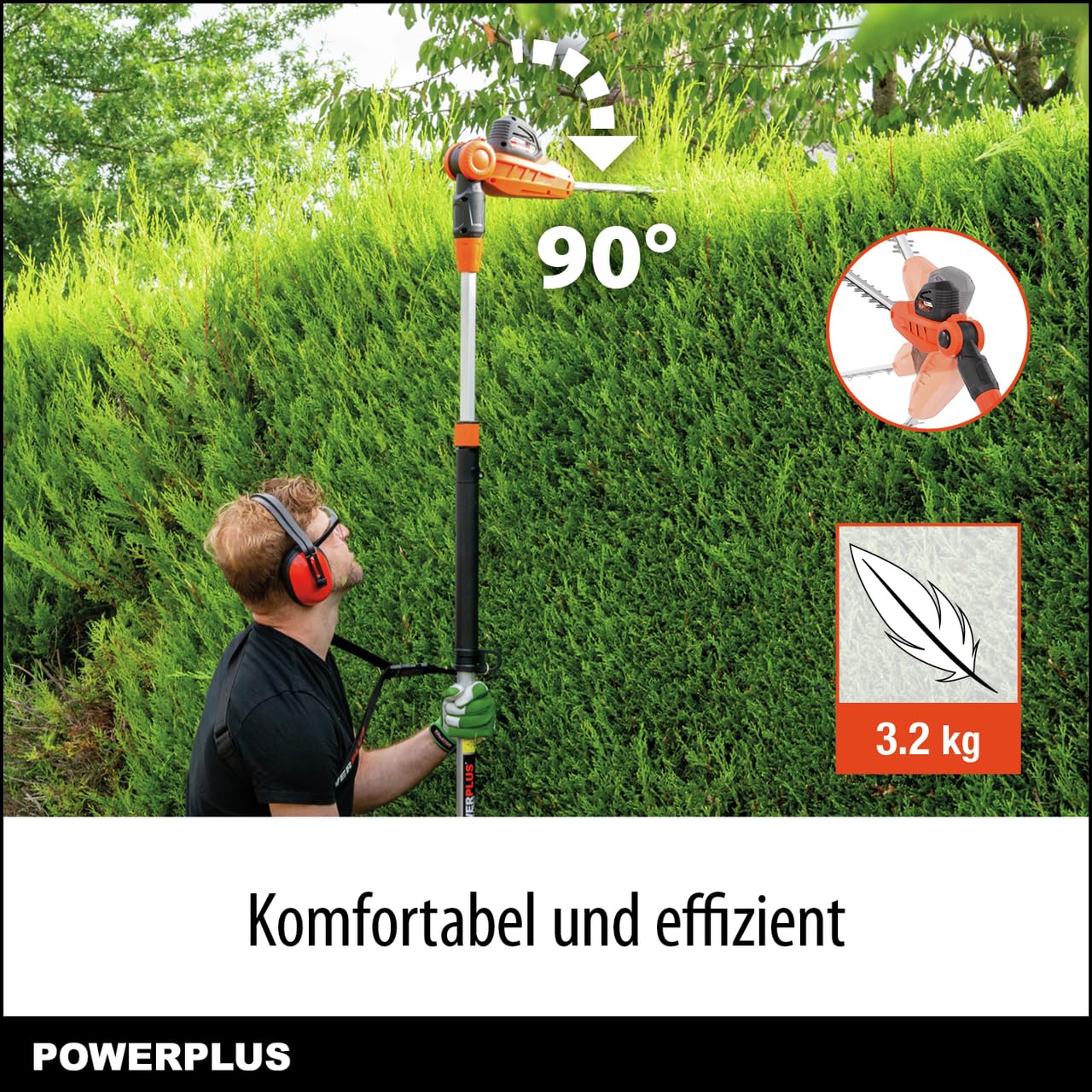 Varo Powerplus Dual Power Akku-Teleskop-Heckenschere POWDPG75380-40 V Akku-Gartenschere, ohne Akku und Ladegerät, 600 mm Klinge und 20 mm Abstand, Gartengeräte für Hecken, Sträucher & Pflanzen