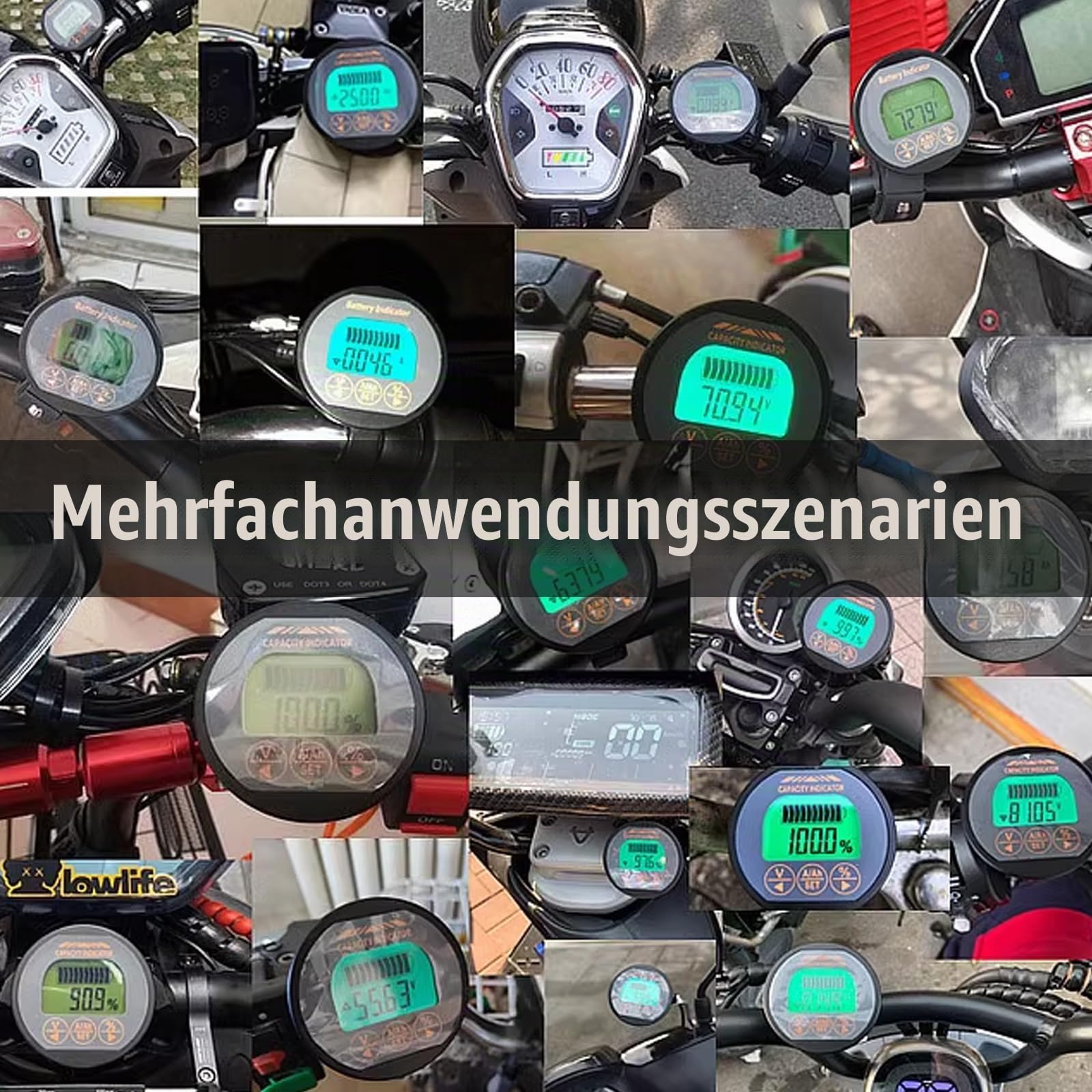 100A Batteriewächter 12V 24V 36V 48V 72V Batteriemonitor 8-120V Spannungsamperemeter LCD Digitales Prüfgerät mit 2m Kabel für Autos Motorboote Wohnmobile Wohnwagen Caravans usw.
