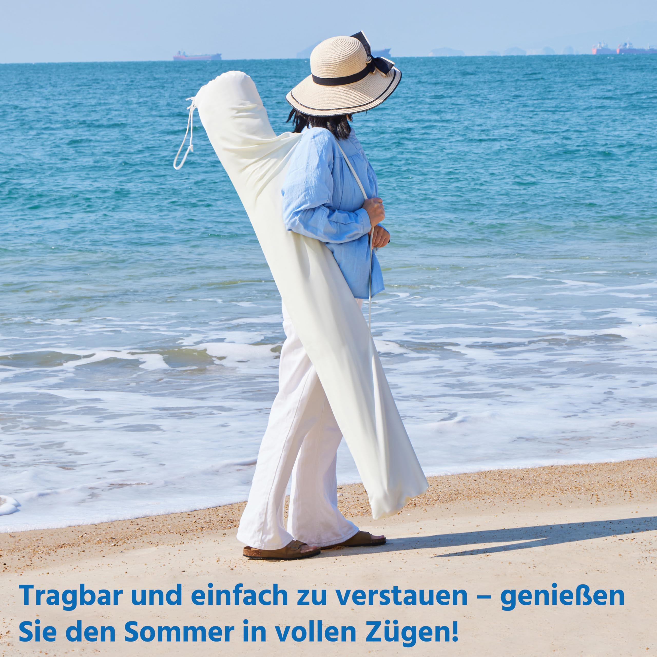 Yaheetech Gartenschirm mit Fransen, neigbar, Ø 235/275 cm, Sonnenschirm für den Außenbereich, rund, wasser-/UV-beständig, mit 8 Streben, Kurbel, Schutzhülle