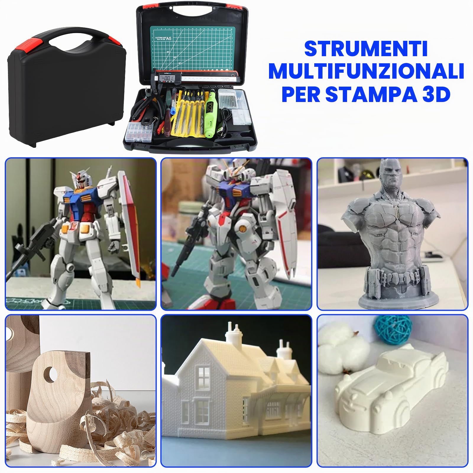 Kit di Accessori per Stampanti 3D, 158 Pezzi Kit di Strumenti per Stampante 3D, con Mini Utensile Rotante,Kit di Pulizia dell'ugello,Strumento di Sbavatura,Strumenti di Stampa 3D per Pulizia Finitura