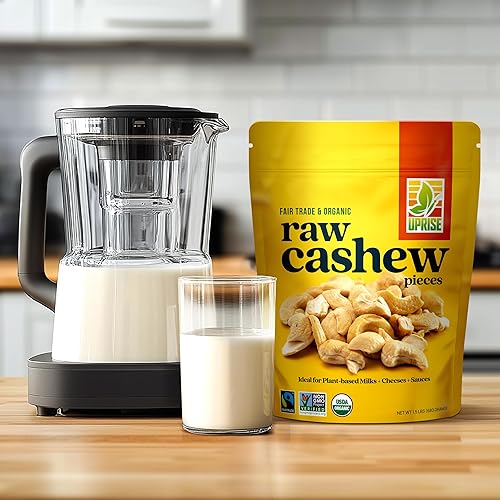 Miniatura 2 de Piezas de anacardo orgánico de comercio justo (3 libras)  Crudo, sin sal, sin OMG, vegano, sin gluten, paquete a granel para leche de anacardo,