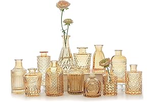 12-Piece Amber Bud Vase Set: A Timeless Table Centerpiece