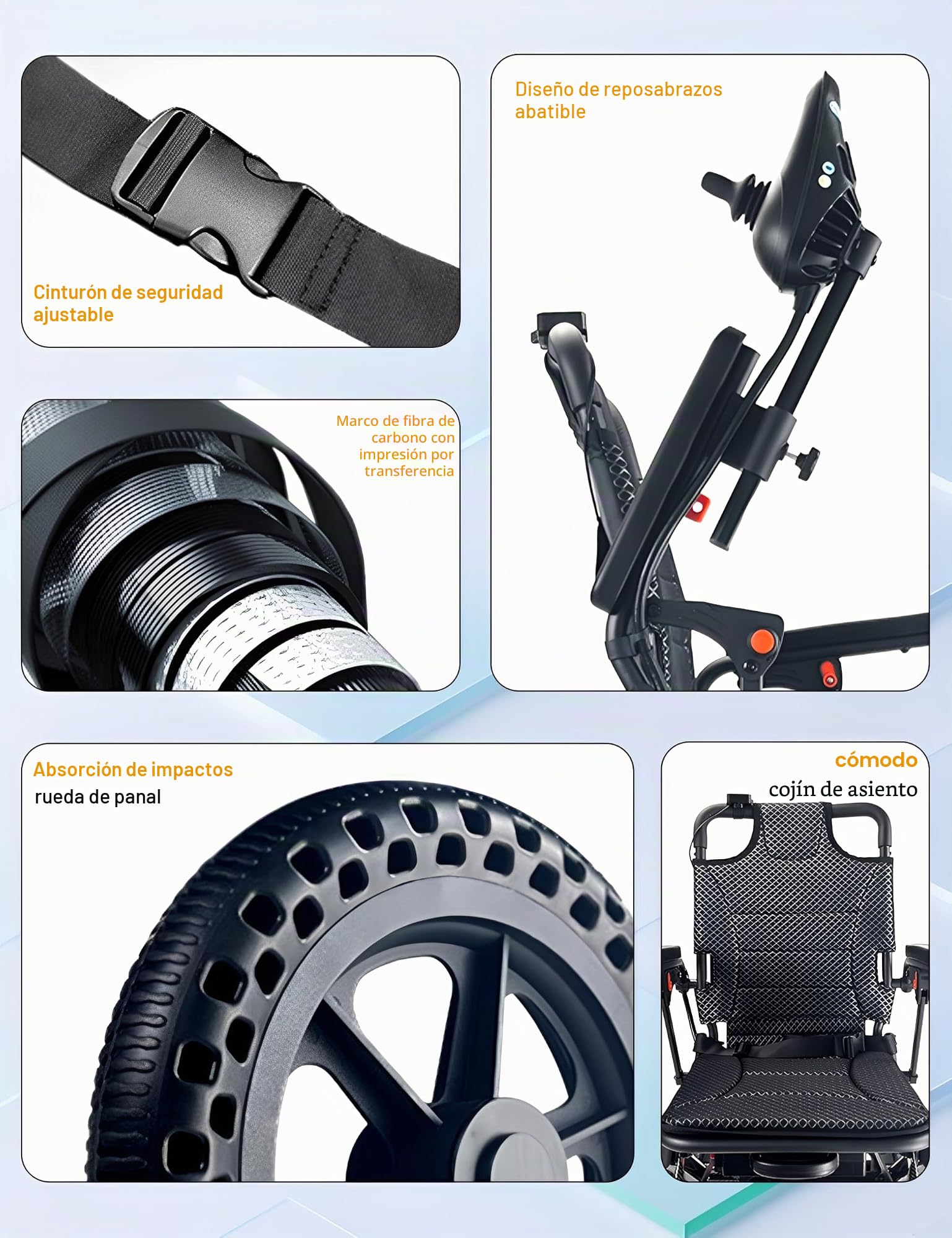 Silla de ruedas eléctrica ligera, 21.5 kg, silla plegable para adultos, motores duales, plegable inteligente, scooters de movilidad para mayores, todo terreno